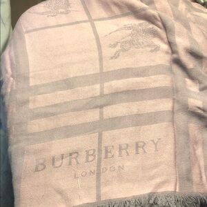 Burberry Pink and Gray Check Fringe Throw Blanket